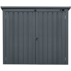 AXI Oscar Cache Poubelle Métallique Anthracite/Acier Galvanisé Résistant aux Intempéries - Abri Poubelle pour 2 conteneurs - Max. 240L- Abri Poubelle