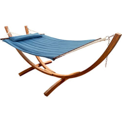 Hawaï Hamac Double xxl Hamac 2 personnes en Bleu avec Support en Bois Pour l'extérieur pour Jardin, Terrasse, Balcon - AXI