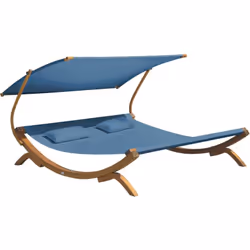 Avec la chaise longue de jardin pour 2 personnes Mallorca de chez AXI avec parasol bleu, vous vous détendrez totalement en vo ...