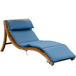 Salina chaise longue de jardin en bois, Bleu Transat avec pare-soleil amovible & coussin pour l'extérieur Bain de soleil individuelle avec toit