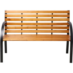Otis Banc de Jardin Bois - Structure Acier Noir Mat - Bois de Cèdre - Banc de Jardin 2 Places - Banc Extérieur ou Intérieur - Banquette Extérieur