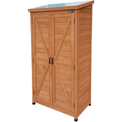 Hugo Armoire de jardin en bois marron caffé Armoire Exterieur, Armoire à outils pour le jardin avec 3 étagères fixes / Meuble Exterieur Rangement