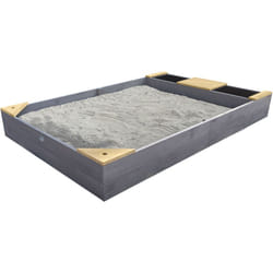 Kelly bac à sable en bois avec banc et récipients pour l'eau 180 x 115 cm Bac à sable pour enfants en Gris Clair et brun - AXI