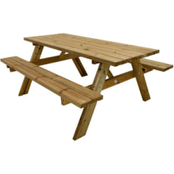 Julie Table de pique-nique en bois marron pour max 6 personnes Set de jardin pour adultes au design classique 177 x 154 cm - AXI