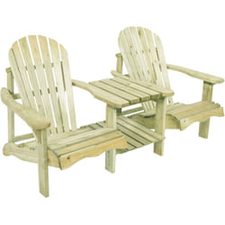 Valerie Chaise de Jardin, Table intégrée, Bois Naturel, 175 cm Transat bois, 2 personnes Salon de Jardin Bois Fabriqué en eu, Bois d'Epicéa - AXI