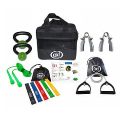 Sac de Sport Complet AXI - Bandes et câbles de résistance - Hand trainer - Kettlebells et corde à sauter