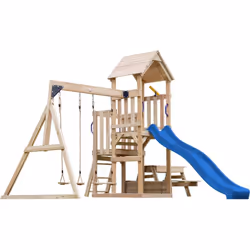 Avec l’aire de jeux AXI Mette avec double balançoire, vous transformez votre jardin en un véritable paradis du jeu pour enfan ...