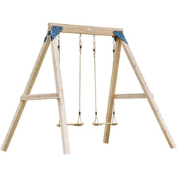 AXI - Yuna Balançoire Double en Bois Marron - Bois fsc - Balançoire autoportante avec 2 sièges de balançoire en bois - Portique pour enfants