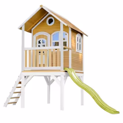 AXI Laura Maison Enfant avec Toboggan vert Aire de Jeux pour lextérieur en marron & blanche Maisonnette / Cabane de Jeu en
