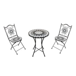 Ensemble Bistro Extérieur Mosaique Noir/Blanc - AXI - Amélie - 2 Chaises Pliantes - Décoratif et Pratique