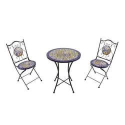 Ensemble Bistro Extérieur Mosaique Bleu/Jaune - AXI Amélie - 2 Chaises 1 Table - Style Mediterranéen