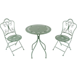 Marilou Table et Chaise Bistrot, 2 Chaises 1 Table, Ensemble Bistro Extérieur Vert Pastel, Style Romantique - Salon de Jardin Bistrot, Table Bistrot