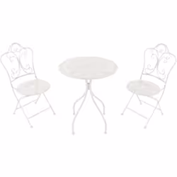 Transformez votre espace extérieur en une atmosphère romantique avec l'ensemble bistrot en métal blanc AXI Marilou 3 pièces.  ...