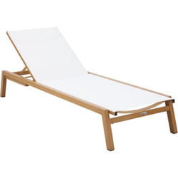 Logan Bain de Soleil en aspect bois / crème Transat Jardin avec structure en aluminium réglable en 5 positions Chaise longue pour l'extérieur / le