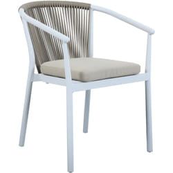 Suvi Chaises de Jardin, 2 Chaises Blanches, Coussins en Polyester Kaki, Dossier Corde d'oléfine 2 Chaises de jardin en Aluminium Chaises Exterieur,