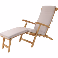 Costa Bain de Soleil en Bois Teck avec Coussin Transat Jardin ajustable en 4 positions Chaise Longue pour l'extérieur / le jardin - AXI