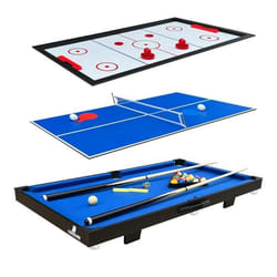 Table multi jeux Cougar 3-en-1 - COUGAR - Mini Noir-Bleu - Jeux de billard hockey et tennis de table