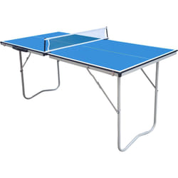 Cougar - Table de Ping Pong Mini 1500 Basic Portable Bleu Ping Pong de Table Cadre Robuste Aluminium, Protections Angles Tennis de Table Pliable,