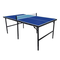 Cougar Table De Ping Pong Midi 1800 Portable Bleu Ping Pong De Table Cadre Robuste Aluminium, Protections Angles Tennis De Table Pliable, Rangement Facile, Garantie De 2 Ans.