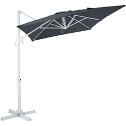 Coco Parasol Déporté Blanc/Gris - Parasol Déporté Rectangulaire 200x300 cm - Parasol Pied Déporté, structure aluminium - Rotation 360 - Parasol
