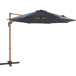 Marisol Parasol Déporté Aspect bois/Gris - Parasol Déporté Rectangulaire ø 300cm - Parasol Pied Déporté, structure aluminium - Rotation 360 - Parasol