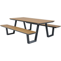 Nori Table de Pique-Nique en teck & Anthracite pour 6 personnes Table de pique-nique / Picnic Table / Banc de pique-nique pour adultes en aluminium &