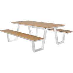 AXI Nori Table de Pique-Nique en teck & Blanche pour 6 personnes - 200 x 190 cm Table de pique-nique / Picnic Table / Banc de pique-nique pour