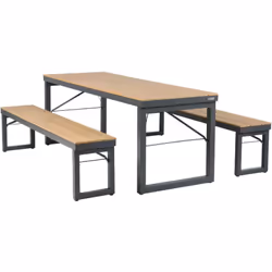 A table avec l'ensemble de jardin AXI Chianti ! Chianti dispose de deux bancs et combine l'anthracite et le polywood aspect t ...