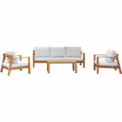Entrez dans votre jardin et prenez place ensemble dans le salon de jardin AXI Orla avec canapé de jardin et fauteuils ! Cet i ...