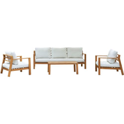 AXI - Orla Salon de jardin avec 1 canapé, 2 fauteuils et une table Canapé Extéreieur 4 pièces en aluminium look bois Ensemble Table et Chaise