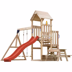 Avec l’aire de jeux AXI Mette avec double balançoire, vous transformez votre jardin en un véritable paradis du jeu pour enfan ...