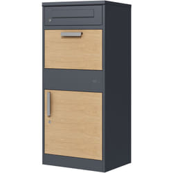 AXI Levi Boîte à Colis en métal anthracite/imitation bois - 50,6 x 38,3 x 112 cm Boîte aux Lettres pour Colis avec clé Boite aux Lettre Colis