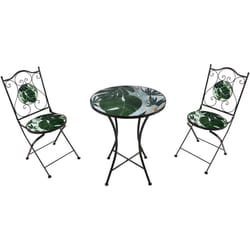 Amélie Table et Chaise Bistrot, 2 Chaises 1 Table, Ensemble Bistro Extérieur Vert Tropical Salon de Jardin Bistrot, Table Bistrot Mosaique pour