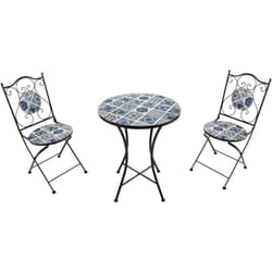 Amélie Table et Chaise Bistrot, 2 Chaises 1 Table, Ensemble Bistro Extérieur Bleu Delfts Salon de Jardin Bistrot, Table Bistrot Mosaique pour