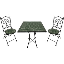 Camilla Table et Chaise Bistrot, 2 Chaises 1 Table, Ensemble Bistro Extérieur, Mosaique Vert foncé - Salon de Jardin Bistrot, Table Bistrot pour