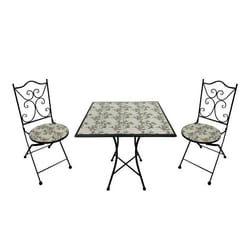 AXI Camilla Table et Chaise Bistrot 2 Chaises 1 Table Ensemble Bistro Extérieur Mosaique Rose Romantique - Salon de Jardin