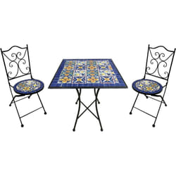 Camilla Table et Chaise Bistrot, 2 Chaises 1 Table, Ensemble Bistro Extérieur, Mosaique Bleu Mediterrannéen - Salon de Jardin Bistrot, Table Bistrot