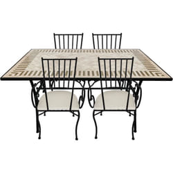 Leonie Table et Chaise Bistrot, 4 Chaises 1 Table, Ensemble Bistro Extérieur, Mosaique Beige Toscane - Salon de Jardin Bistrot, Table Bistrot pour