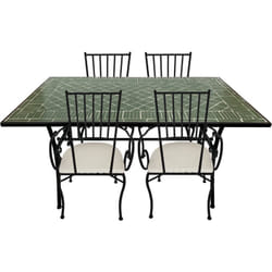 Leonie Table et Chaise Bistrot, 4 Chaises 1 Table, Ensemble Bistro Extérieur, Mosaique Vert foncé - Salon de Jardin Bistrot, Table Bistrot pour
