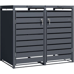 Lucas Cache Poubelle Métallique Anthracite - Abri poubelle pour 2 conteneurs - Max. 240L - Abri Poubelle Extérieur avec Excellente Ventilation - AXI