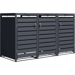 Lucas Cache Poubelle Métallique Anthracite - Abri poubelle pour 3 conteneurs - Max. 240L - Abri Poubelle Extérieur avec Excellente Ventilation - AXI