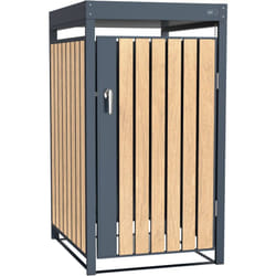 AXI - Leon Cache Poubelle Métallique Effet Bois/Jardinière - Abri poubelle pour 1 conteneur - Max. 240L - Abri Poubelle Extérieur avec Excellente