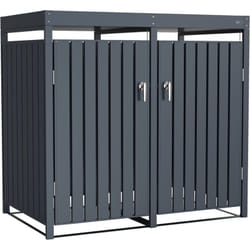AXI - Leon Cache Poubelle Métallique Anthracite/Jardinière - Abri poubelle pour 2 conteneurs - Max. 240L - Abri Poubelle Extérieur avec Excellente