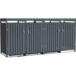 Leon Cache Poubelle Métallique Anthracite/Jardinière - Abri poubelle pour 4 conteneurs - Max. 240L - Abri Poubelle Extérieur avec Excellente