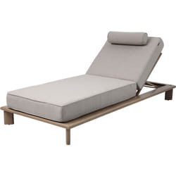 Blake Bain de Soleil Aspect Bois/Beige Structure en aluminium thermolaqué - Dossier 6 positions – Transat jardin et coussin de tête en oléfine