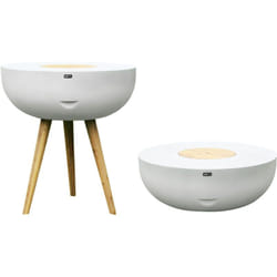 AXI - Brandon 2-en-1 Mange debout/Glacière - Blanche/Marron - ø 95 x 104 cm Multifonctionnelle - Table d'Appoint et Glacière Pierre calcaire/ Bois