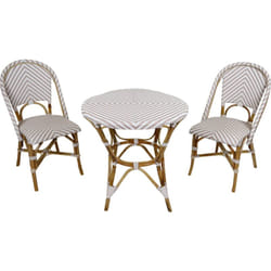 Jacqueline Table et Chaise Bistrot, Rose Sombre/Blanc, 2 Chaises 1 Table, Ensemble Bistro Extérieur Table de bistro avec 2 chaises, rotin Mobilier de