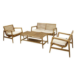 AXI June Salon de jardin avec 1 canapé 2 fauteuils et une table de jardin  Canapé de Jardin 4 pièces en 100 % teck  Ensemble
