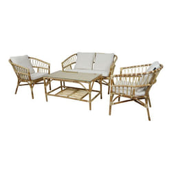 Mary Salon De Jardin Avec 1 Canapé, 2 Fauteuils Et Une Table De Jardin Canapé De Jardin 4 Pièces En Rotin100 % Naturel Ensemble Table Et Chaise De Jardin - Axi