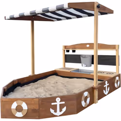 Montez à bord du bac à sable AXI Dora Bateau en anthracite/marron. Ici, jouer dehors devient une aventure maritime passionnan ...